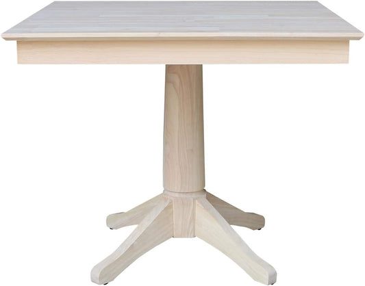 36" X 36" Natural Solid Wood Square Top Pedestal Table - 29.9" Height