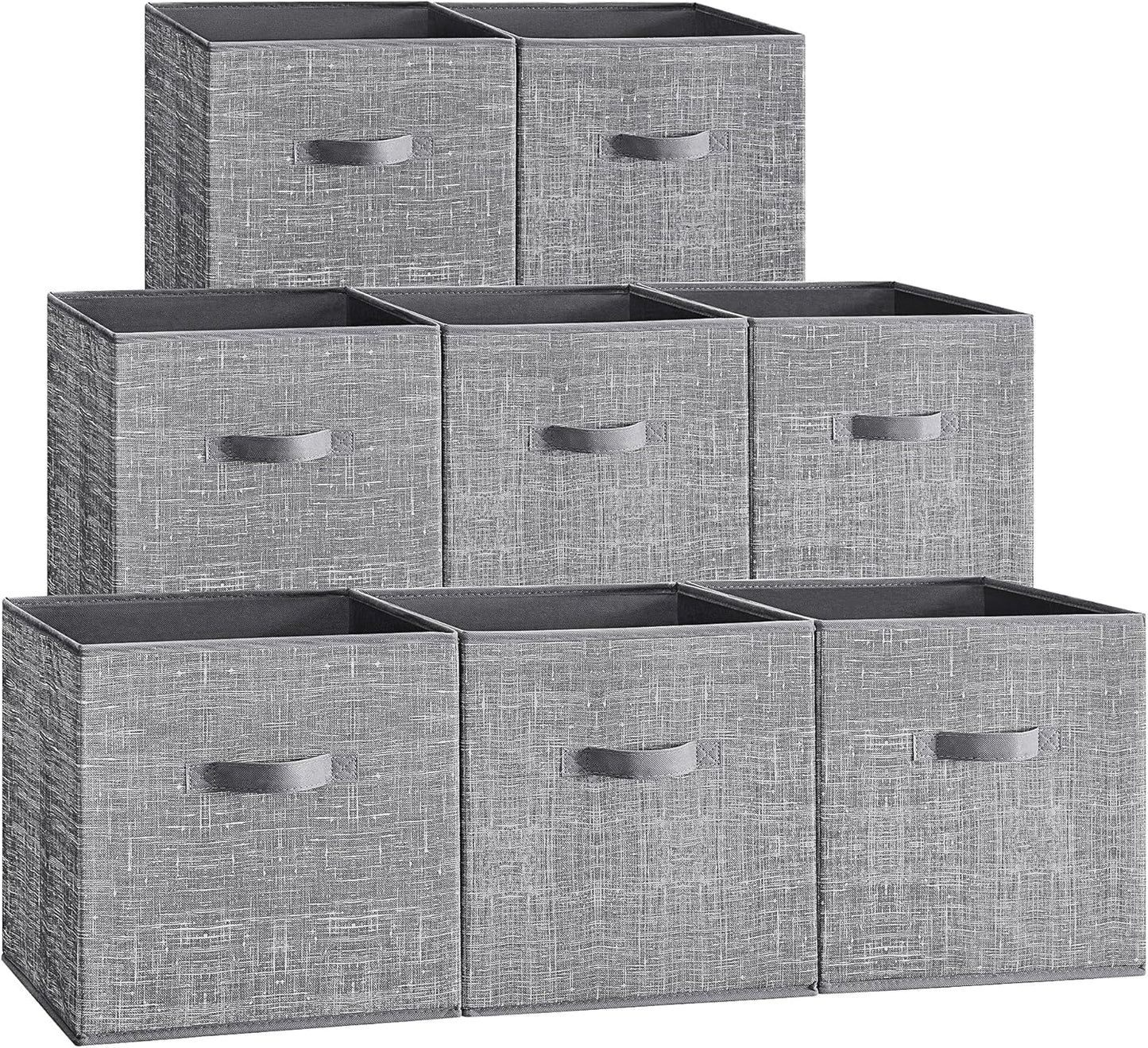 Storage Cubes, 13-Inch Non-Woven Fabric Bins with Double Handles, Set of 8, Closet Organizers for Shelves, Foldable, for Clothes, Cattail Gray UROB833G01