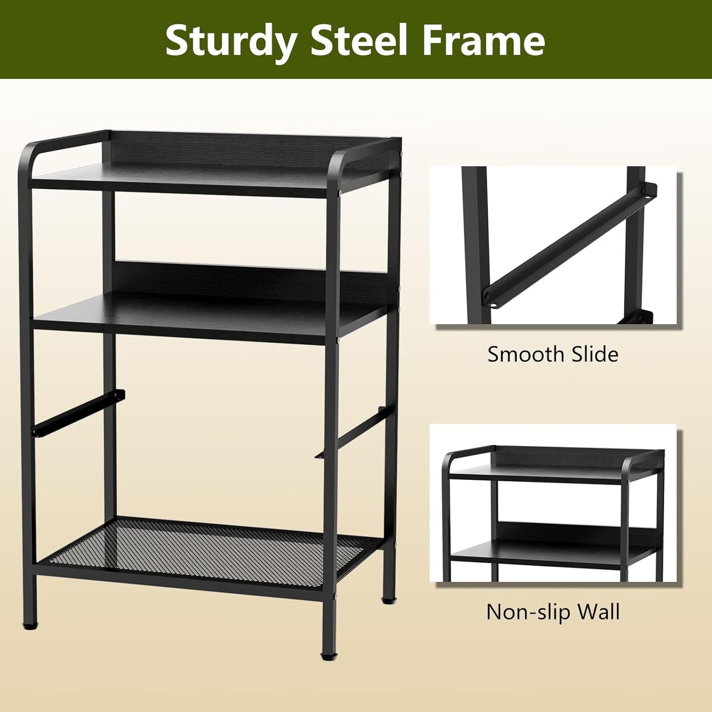 Night Stand with 1 Fabric Drawer and Sturdy Metal Frame, Modern Bedside Table Lightweight & Durable -55LB Load Capacity, Wear-Resistant & Easy-Clean Surface, Black