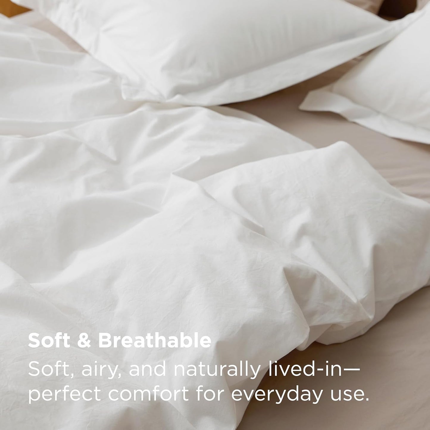 Bedsure 100% Washed Cotton Duvet Cover King Size - Natural White Minimalist Bedding Set Linen like - Purewoven Plain Simple & Soft Comforter Cover for All Seasons (Natural White, King, 104"X90")