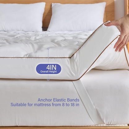 4 Inch Memory Foam Mattress Topper King for Back Pain Relief, Filled with Breathable Gel Memory Foam, Fluffy Comfort Supportive Pillow Top Mattress Topper, 80X78X4In