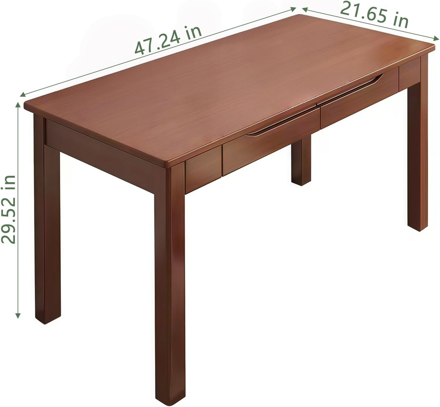 Solid Wood Writing Desk with Drawers, 47" Home Office Computer Desk, Wooden Simple Laptop Desk Study Table for Bedroom, Living Room, Walnut Finish