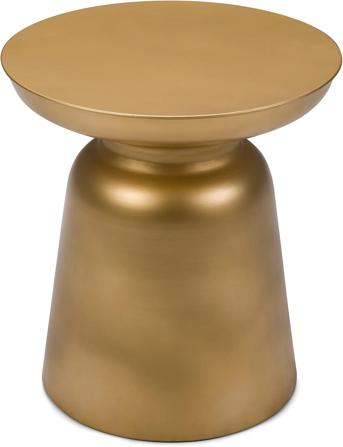 Toby Metal Table - 17 Inch Wide Solid Iron Drum Accent Table in Gold, Industrial Side or End Table for Living Room, Bedroom or Entryway with Sculptural Design, Assembled