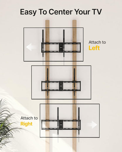 Heavy Duty Tilt TV Wall Mount for 43–100" Large Flat & Curved Tvs, Holds 200 Lbs, Ultra Slim Low Profile Bracket with 8° Tilt, Fits 16"/18"/24" Wood Studs, Max VESA 800X600, 4× Load Tested