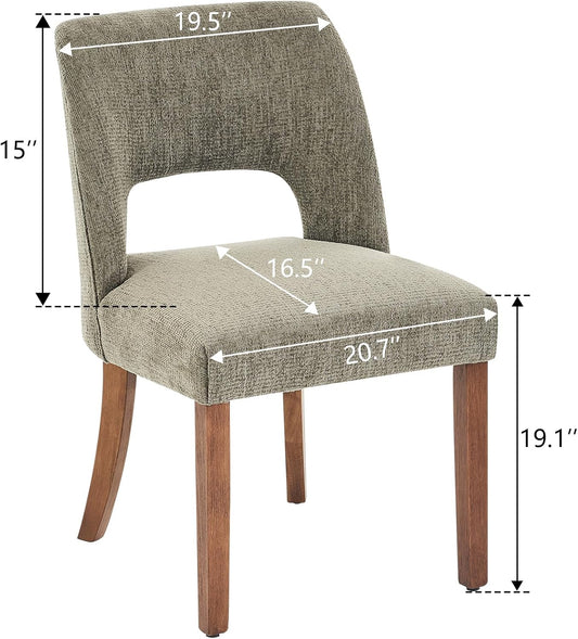 Wooden Dining Chairs Set of 2, Modern Fabric Upholstered Dining Room Chair Kitchen Chairs, Farmhouse Dinner Chair for Kitchen Dining Room, Green
