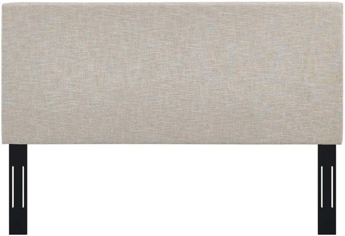 King and California King Linen Fabric Headboard, Beige Upholstery, Adjustable Height, Sturdy Black-Stained Wood Legs, Elegant Design for Master Bedroom or Guest Room