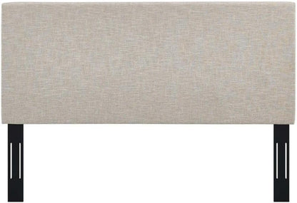 King and California King Linen Fabric Headboard, Beige Upholstery, Adjustable Height, Sturdy Black-Stained Wood Legs, Elegant Design for Master Bedroom or Guest Room