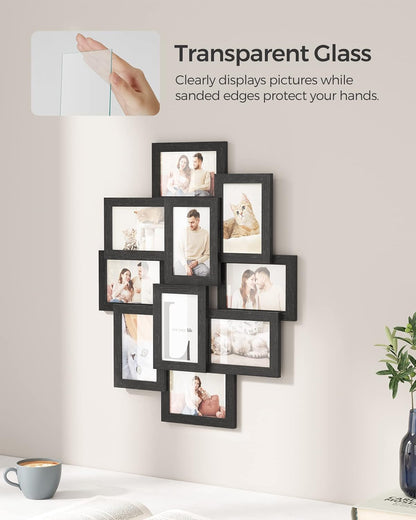 4X6 Collage Picture Frames for Wall Decor, 10 Pack Family Photo Collage Frame Set for Gallery, Glass Front, Assembly Required, Ink Black URPF20BK