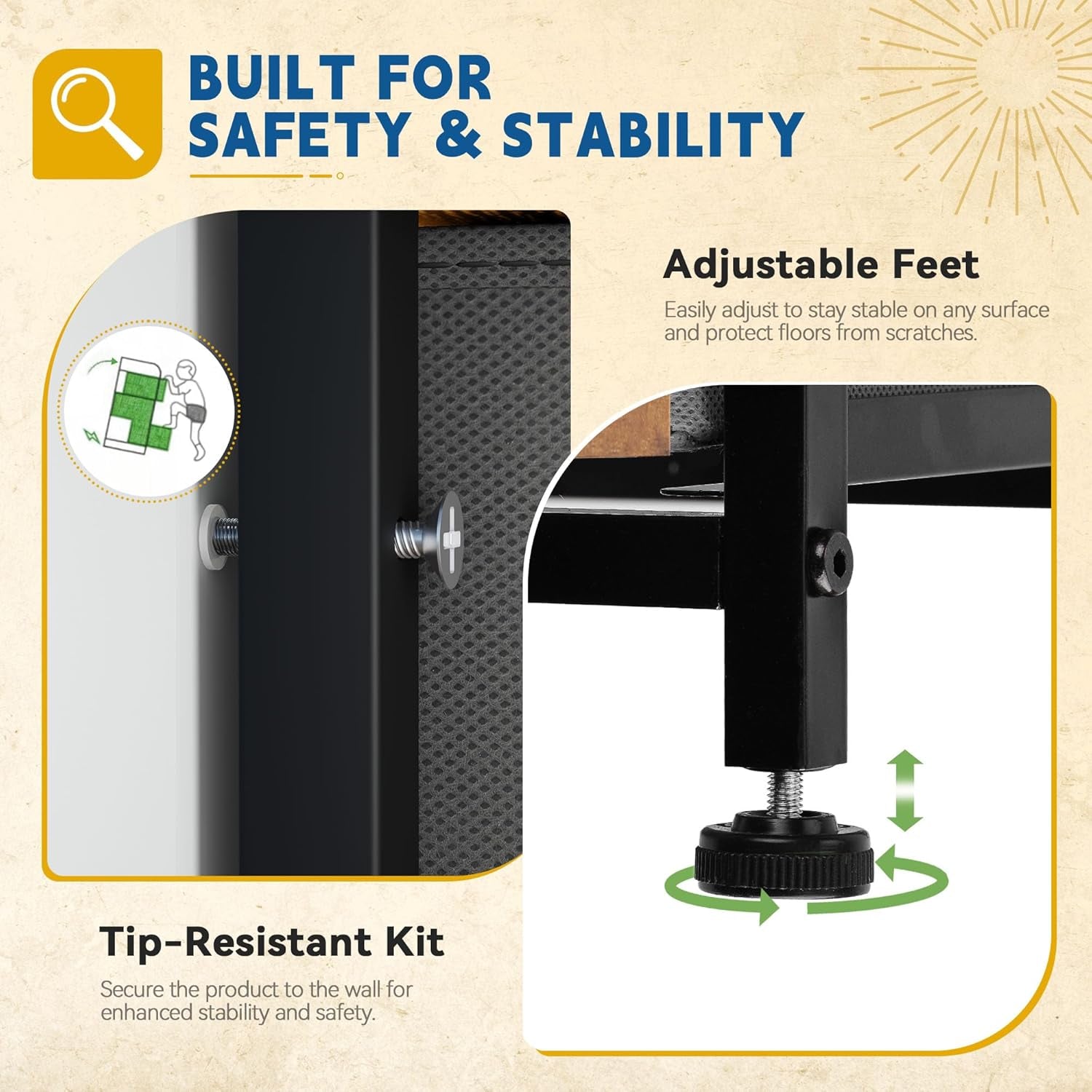 Dresser with 10 Drawers - Fabric Storage Tower, Organizer Unit for Living Room, Hallway - Sturdy Steel Frame, Wooden Top & Easy Pull Fabric Bins