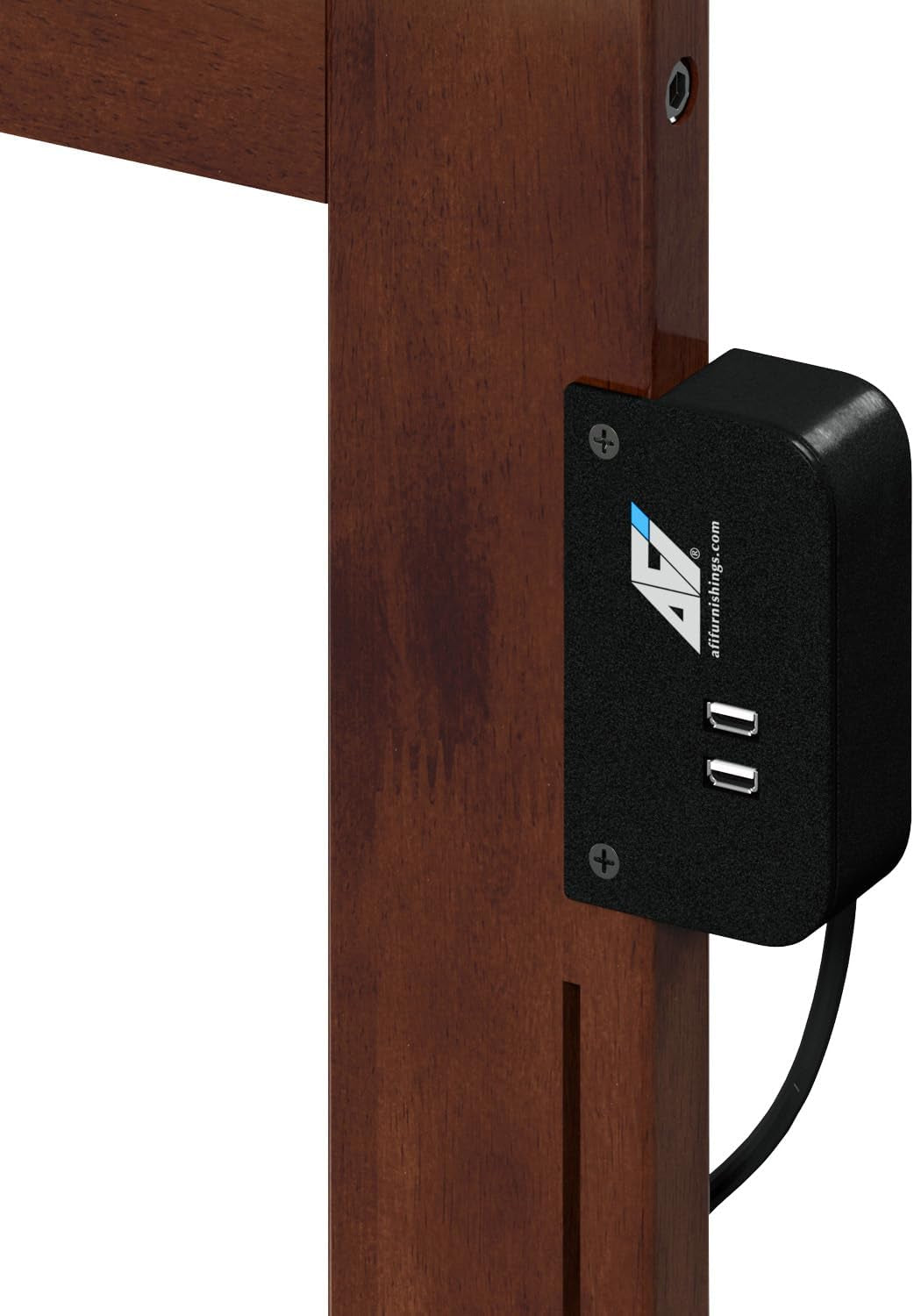 , Madison Queen Solid Wood Panel Headboard with Attachable Charger, Walnut