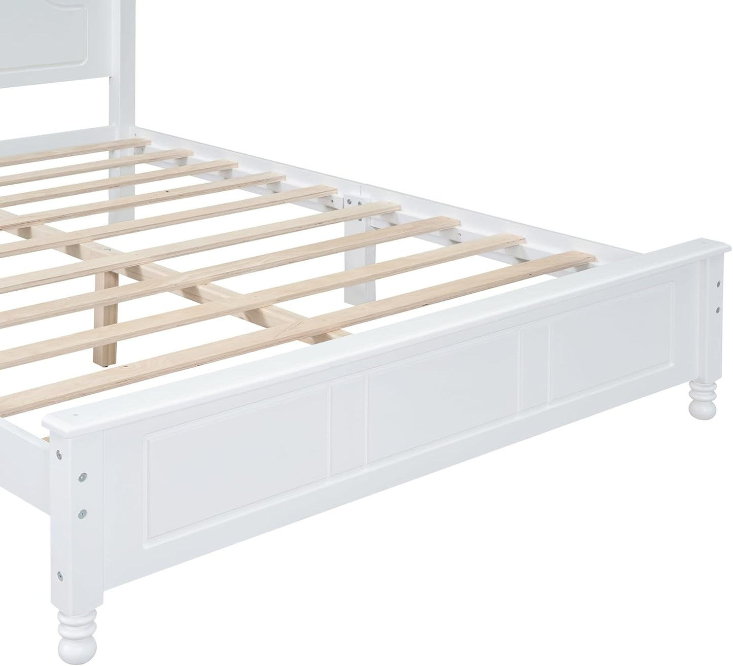 Bedroom Set Furniture, 3-Pieces Bedroom Sets, Queen Size Wood Platform Bed and 2 Nightstands, White