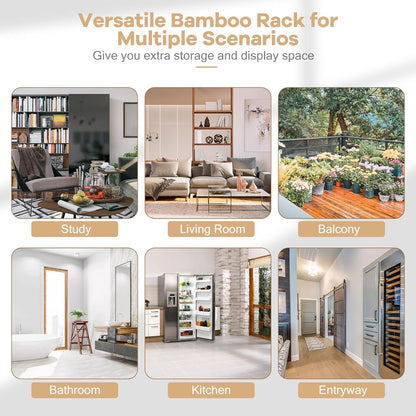 Ladder Shelf, 4 Tier Bamboo Ladder Bookshelf, 48’’ Tall Freestanding Bookcase Storage Rack Plant Stand for Living Room, Balcony, Office, Bedroom, Farmhouse Wooden Ladder Bookshelf, Natural