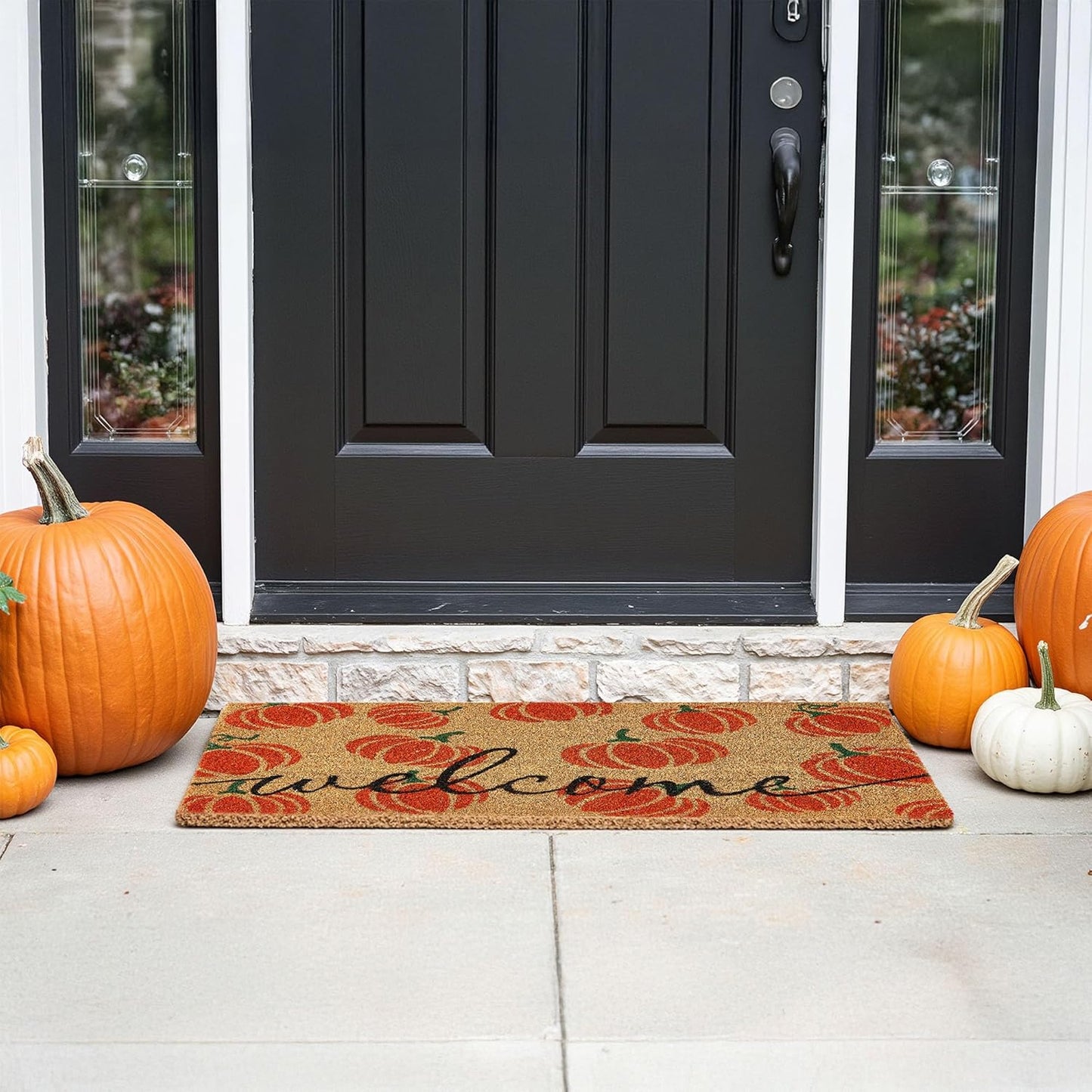 Halloween Coco Coir Door Mat with Heavy Duty Backing, Welcome Doormat (17" X 30"), Doormat Entrance (Welcome1 - Halloween)