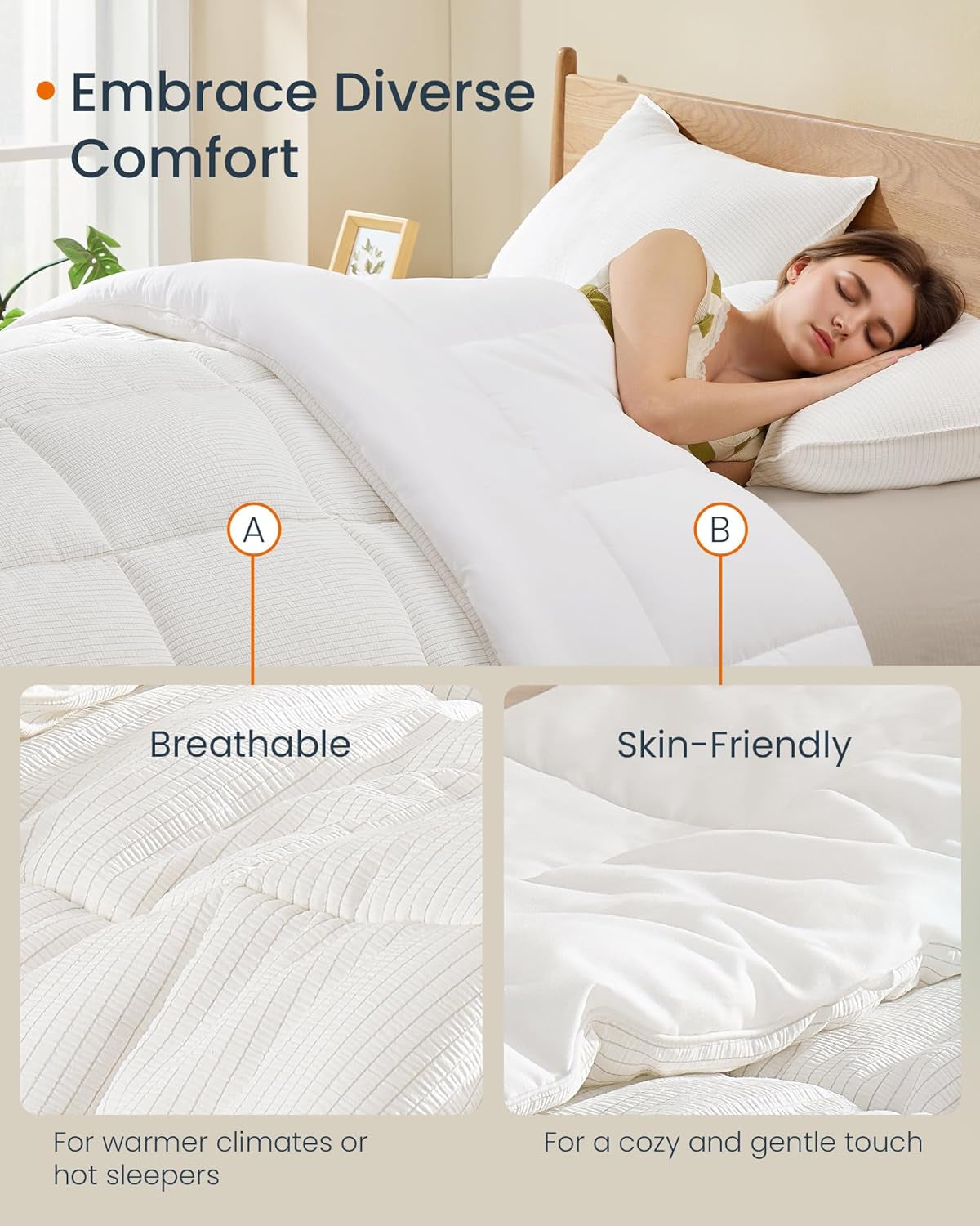 88 X 88 Inches down Alternative Comforter Bundle with Set of 2 Queen Size Bed Pillows, Duvet Insert, 300 GSM Fill, Skin Friendly Cover, White UTDC032W01 and UTBP032W01