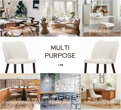 Upholstered Dining Chairs Set of 4, Modern Fabric Dining Room Kitchen Side Chair with Padded Seat and Wood Legs for Restaurant/Cafe, Beige