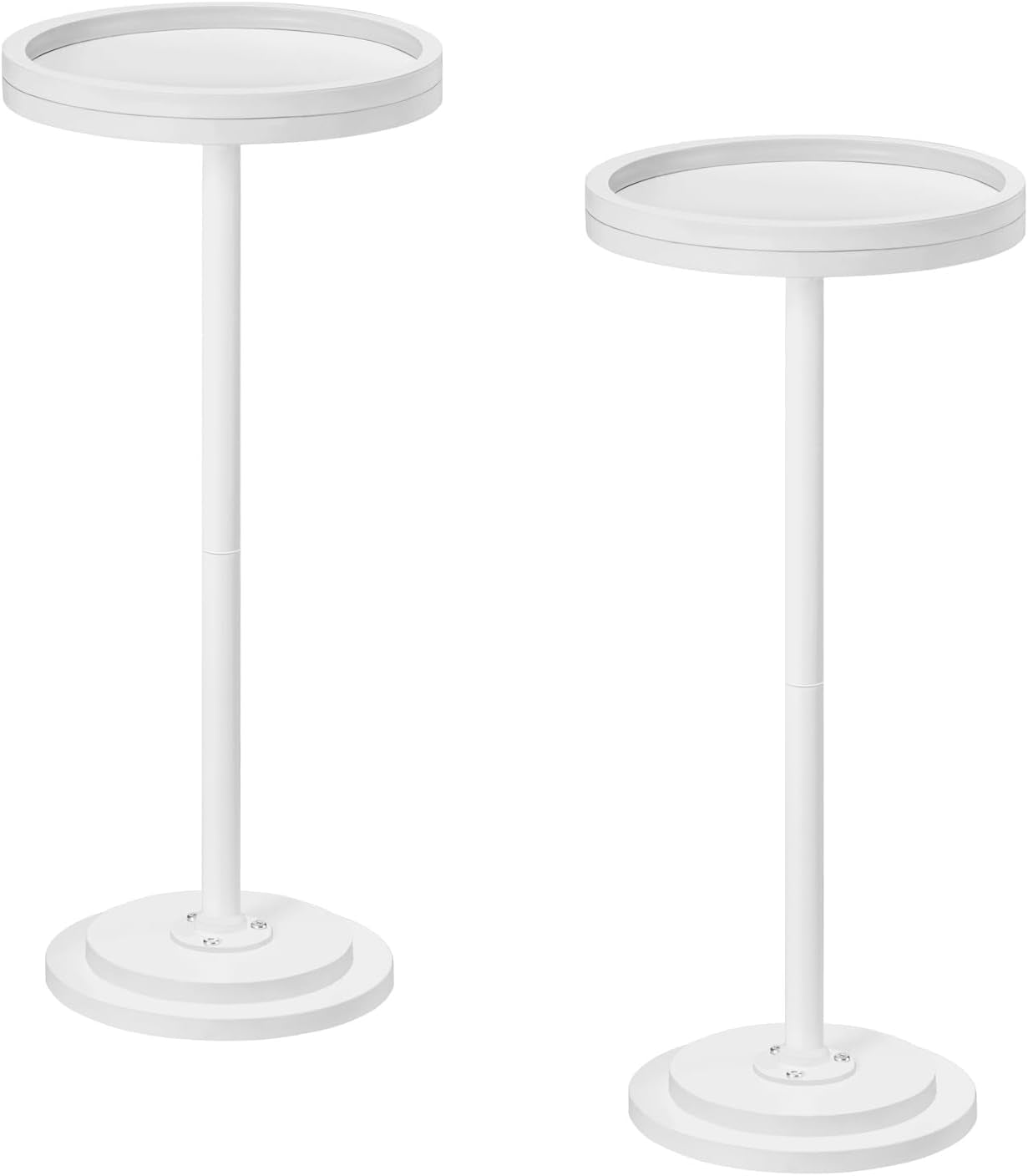 Small round Side Tables, Set of 2, Drink Tables, Coffee Martini Tables with Pedestal Accent for Small Spaces in Living Room, Bedroom, Sofa Couch, White WW168BZP201