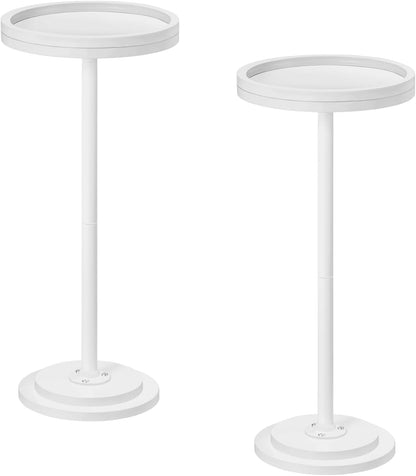 Small round Side Tables, Set of 2, Drink Tables, Coffee Martini Tables with Pedestal Accent for Small Spaces in Living Room, Bedroom, Sofa Couch, White WW168BZP201