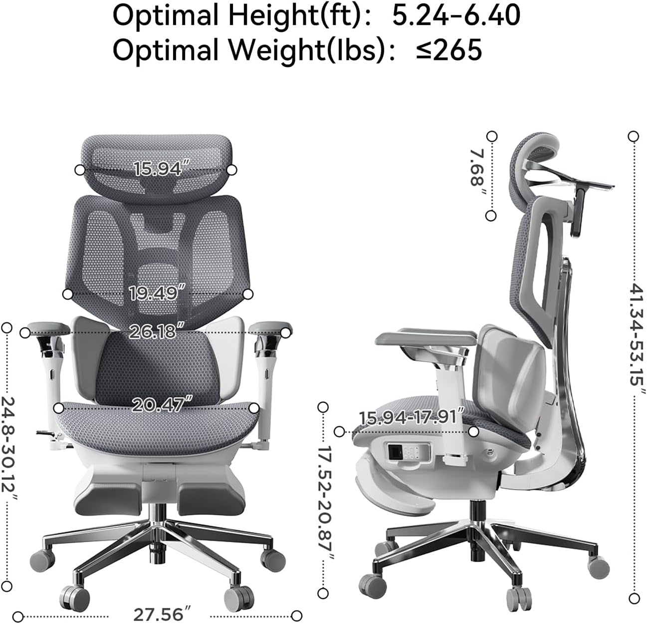 X7 Smart Ergonomic Chair, Office Chair, with Fully Automated Lumbar Tracking, 4D Adjustable Headrest, 720° Adjustable Armrests, Ventilated Seat Cushion, Swivel, Grey
