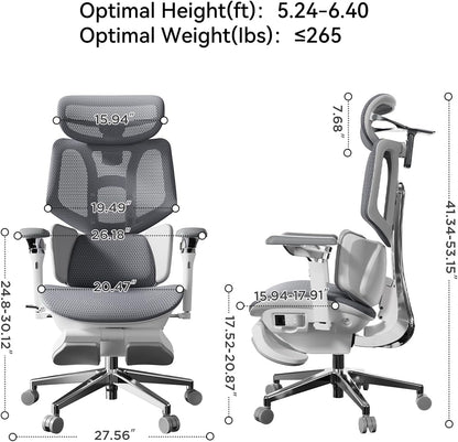 X7 Smart Ergonomic Chair, Office Chair, with Fully Automated Lumbar Tracking, 4D Adjustable Headrest, 720° Adjustable Armrests, Ventilated Seat Cushion, Swivel, Grey