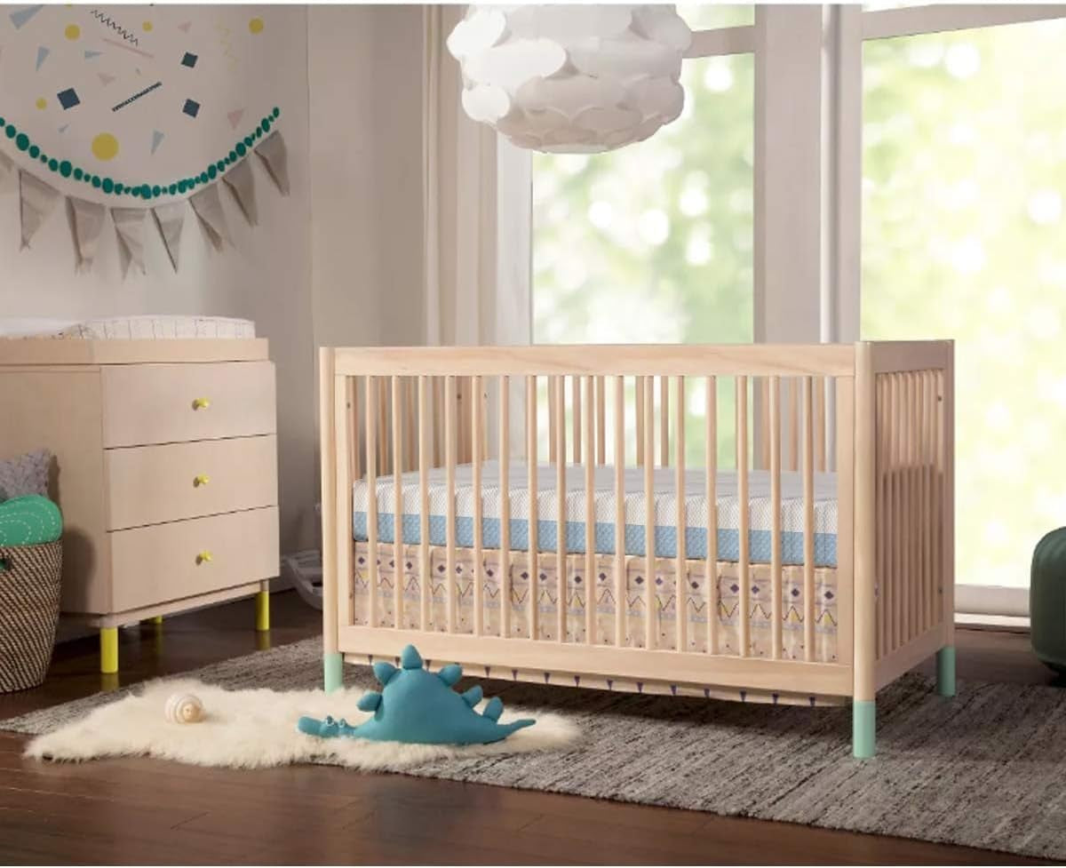 Crib Mattress, Dual Sided Comfort Memory Foam Toddler Bed Mattress, Triple-Layer Breathable Premium Baby Mattresses for Infant and Toddler W/Removable Outer Cover - White&Blue