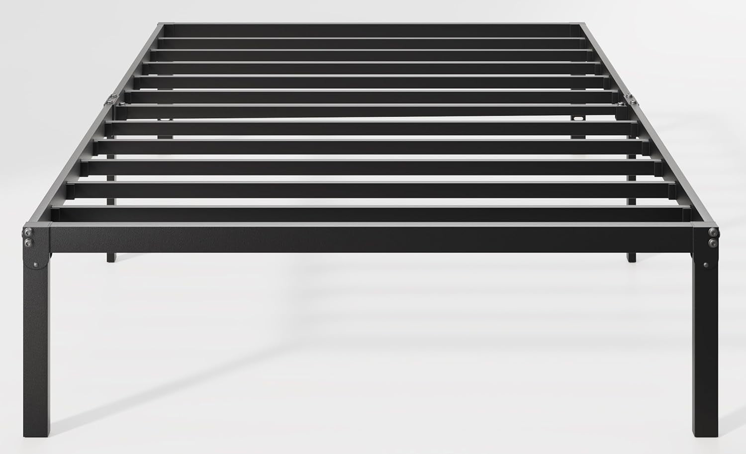 Twin Bed Frame, 14 Inch Metal Platform Beds with Storage Space, No Box Spring Needed and Easy Assembly, Black