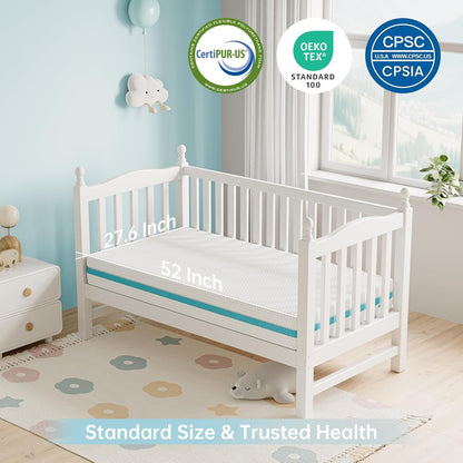 Crib Mattress, Dual-Sided Memory Foam Toddler Mattress with Breathable Washable Cover, Standard Size Baby Mattresses for Crib: 52 X 27.6 X 6 Inch