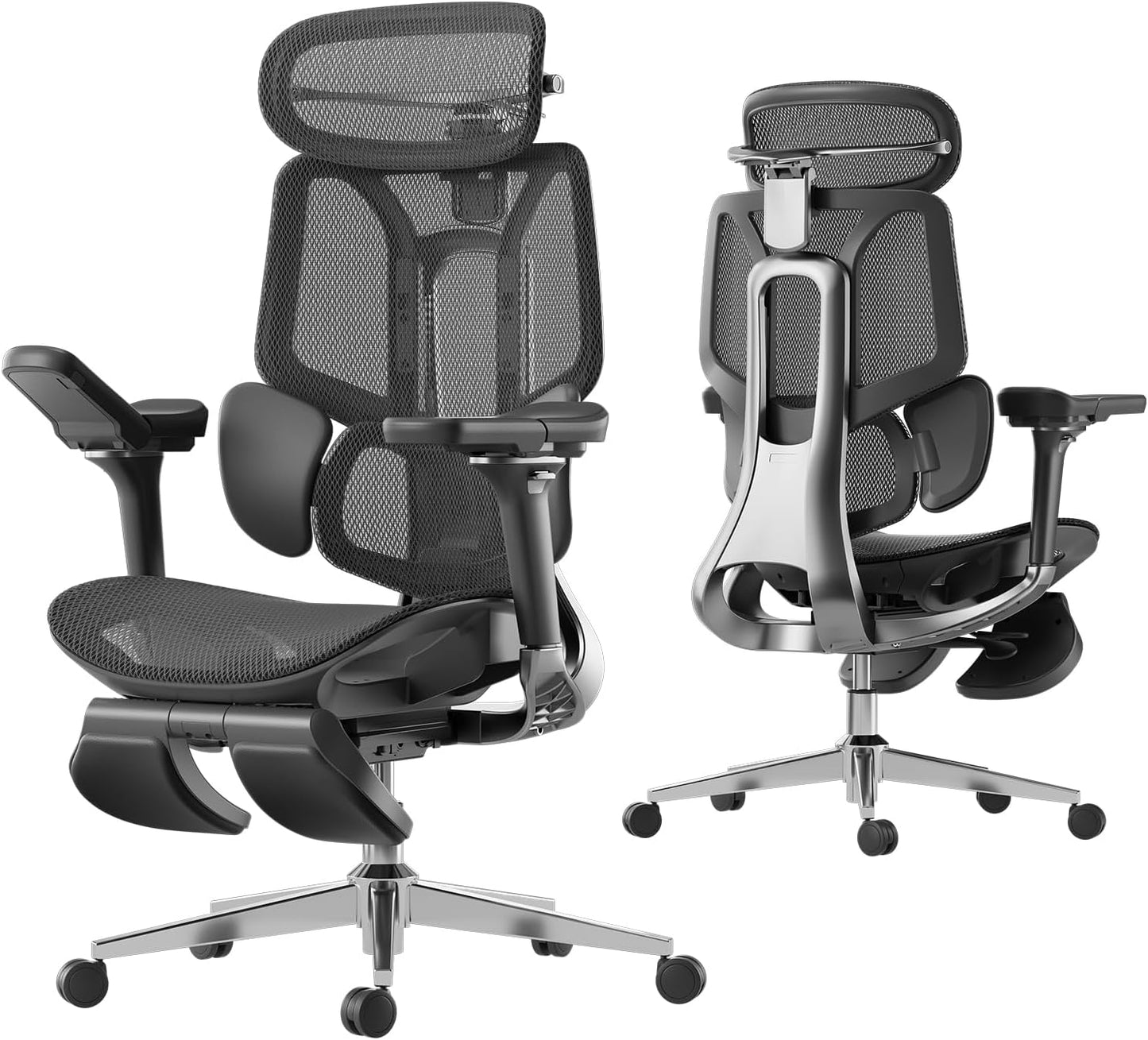 E3 Pro Ergonomic Office Chair, Big and Tall Office Chair - with 3-Zone Dynamic Lumbar Support, 4D Adjustable Headrest, 6D Adjustable Armrests, Swivel, Black