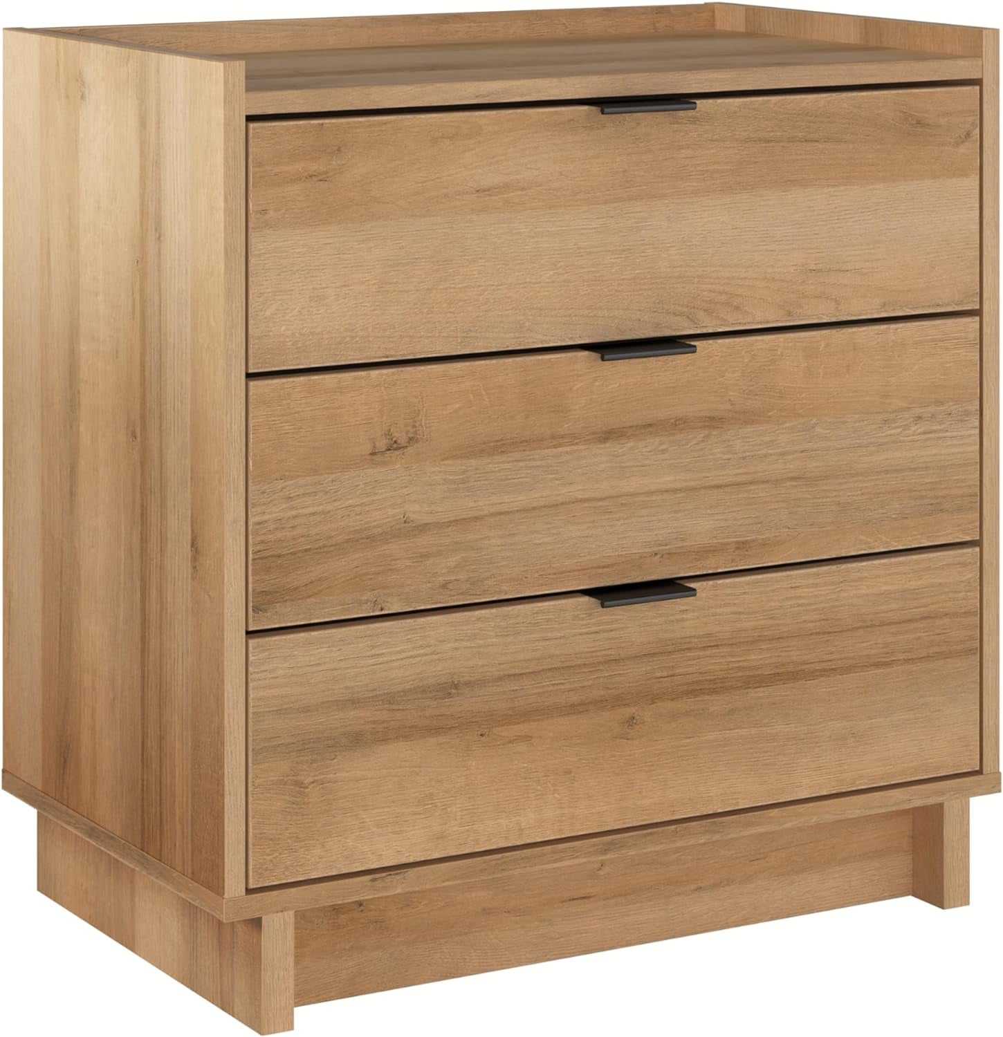 Simply Modern Nightstand Bedside Table, Natural Oak Nightstand for Bedroom, End Table with 3 Drawers 26.5" W X 26.75" H X 16" D