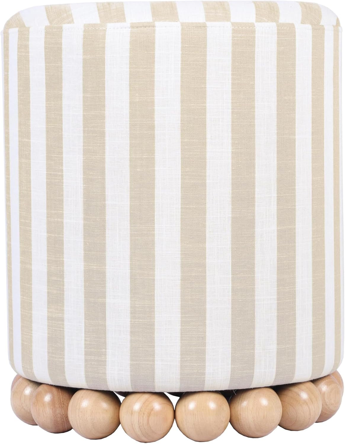 Dex Beige Striped Linen Ottoman