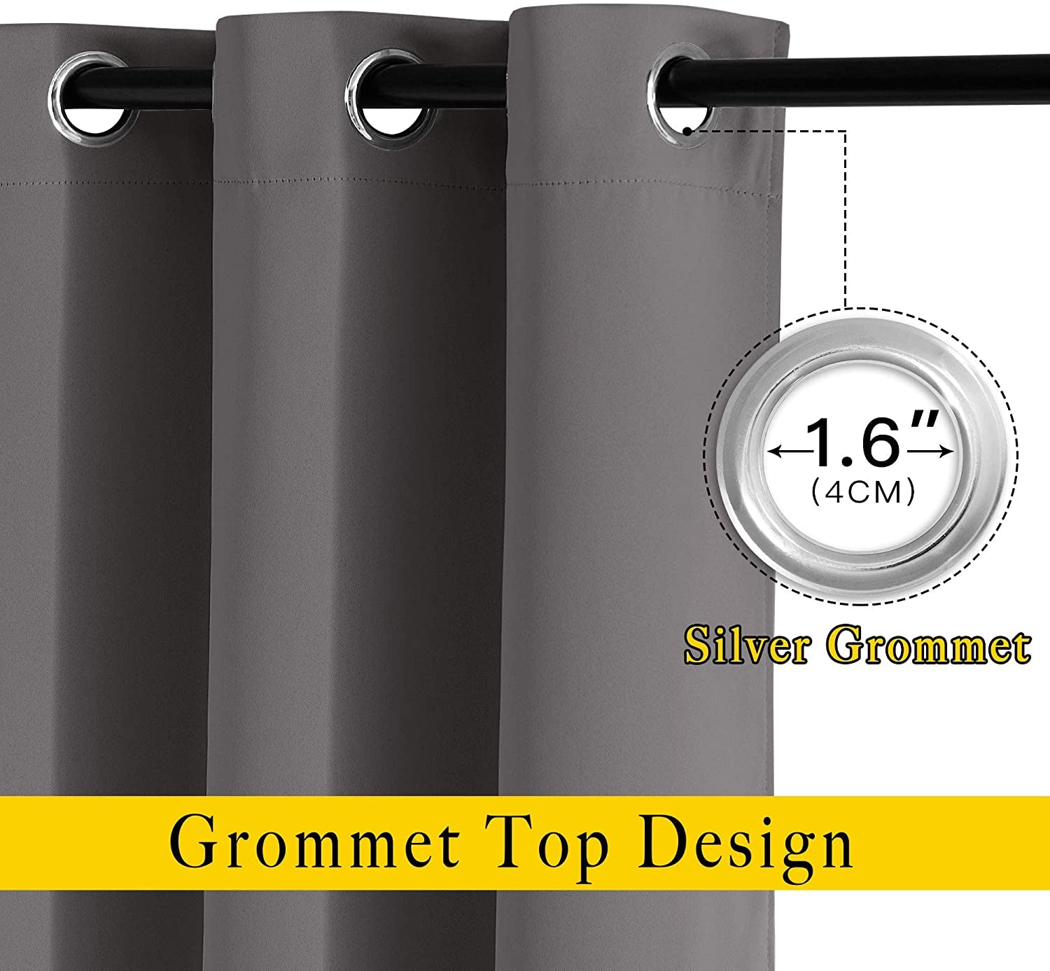 Gray Blackout Curtains for Bedroom 84 Inches Long - Thermal Drapes Grommet Room Darkening Light Blocking Curtains Window Treatments for Living Room (2 Panels, W52 X L84, Grey)