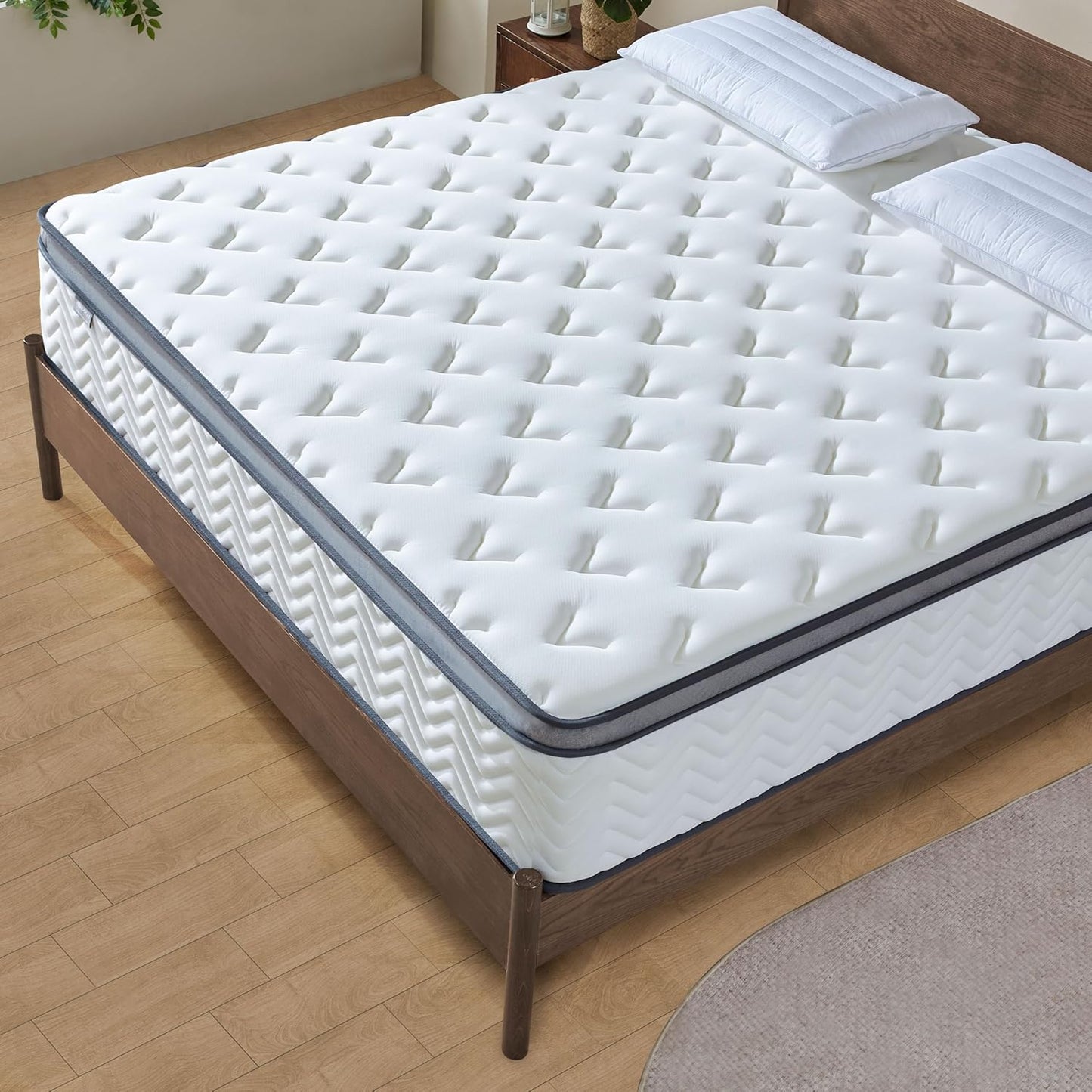 Queen Mattress 12 Inch, Medium Firm Hybrid with Memory Foam& Individually Wrapped Pocket Coils for Pressure Relief, Mattress in a Box, Certipur-Us Certified, Motion Isolation