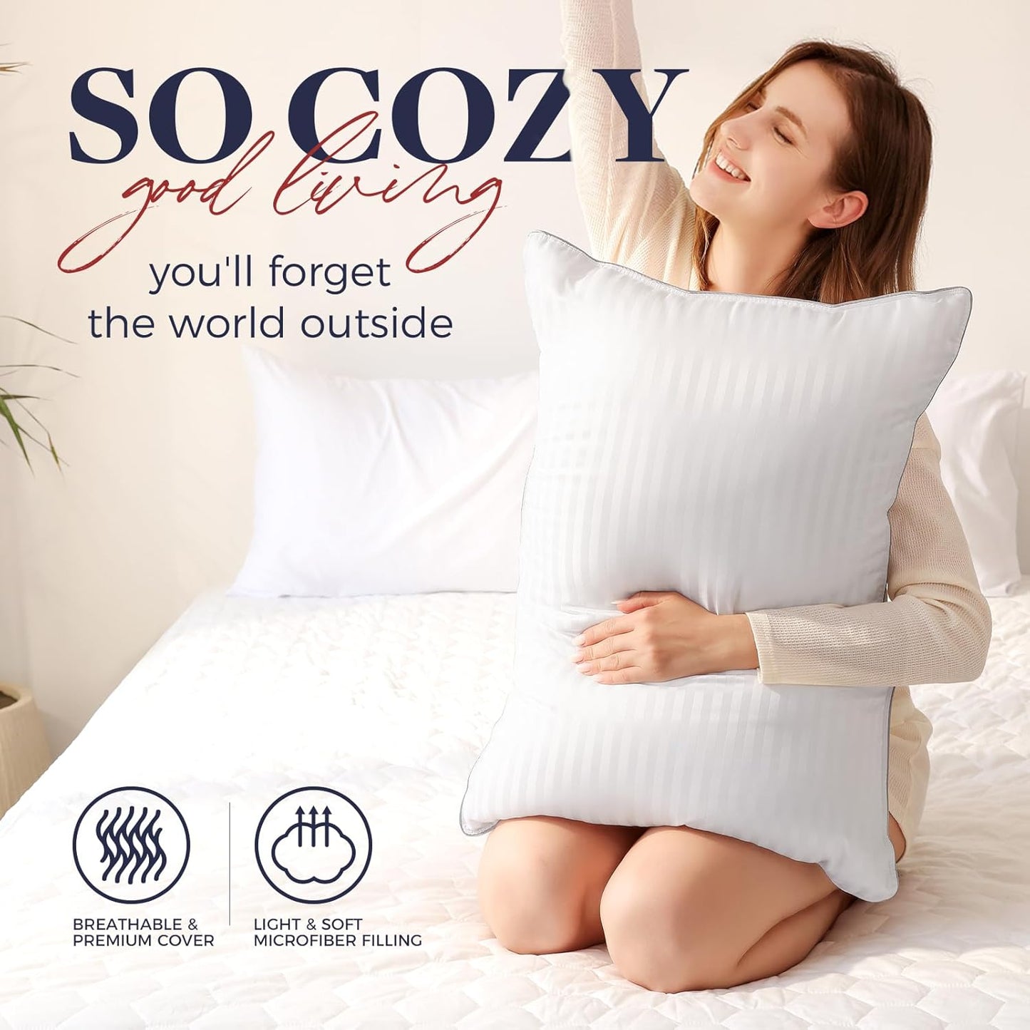 King Size Bed Pillow - 2 Pack Hotel Collection Super Soft down Alternative Pillow for Sleeping, 20X36 Inches