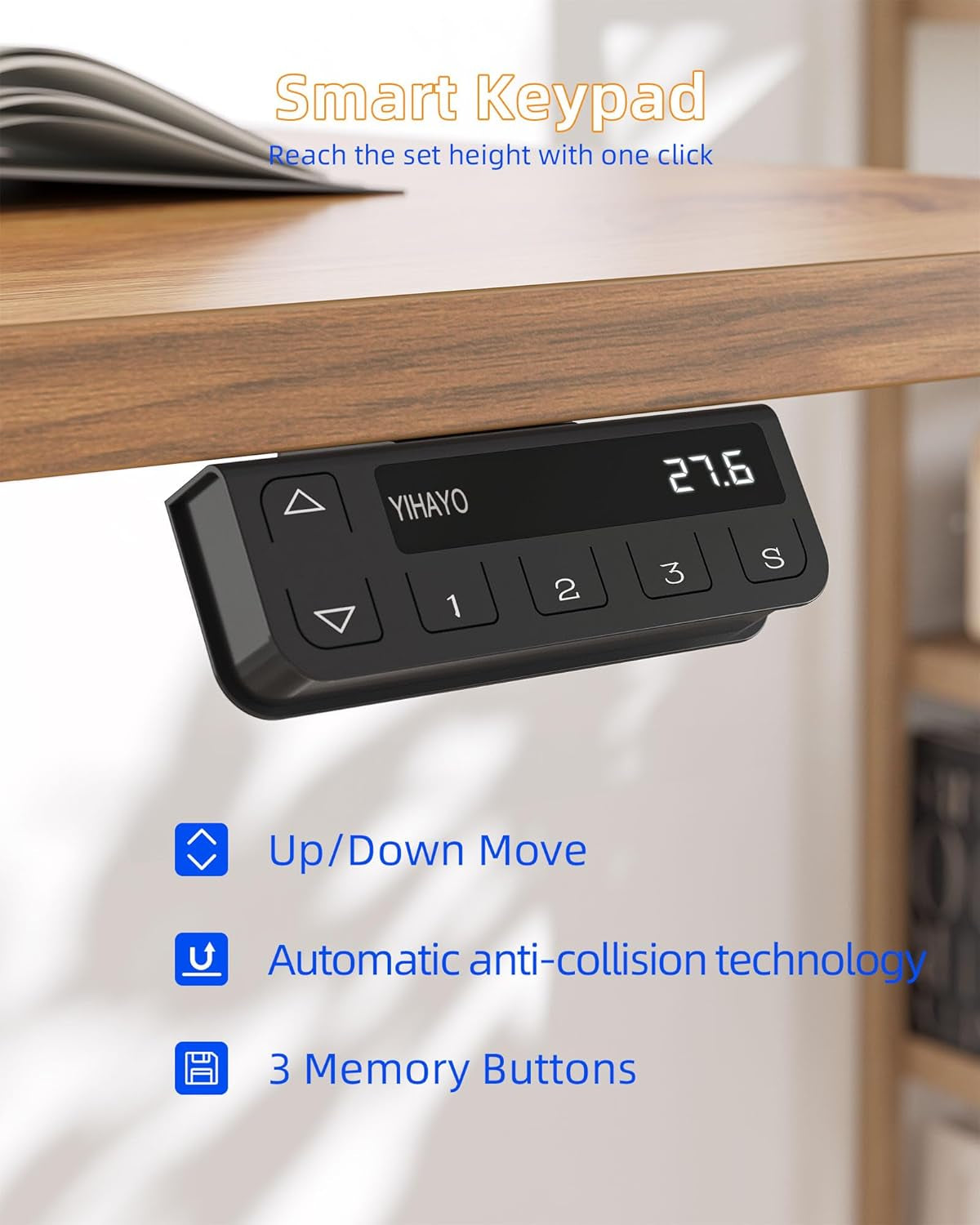 Electric Standing Desk, 48 X 24 Inches Stand up Desk with Splice Board, Adjustable Height Desk, Computer Desk for Home Office, Black Frame/Rustic Brown Top