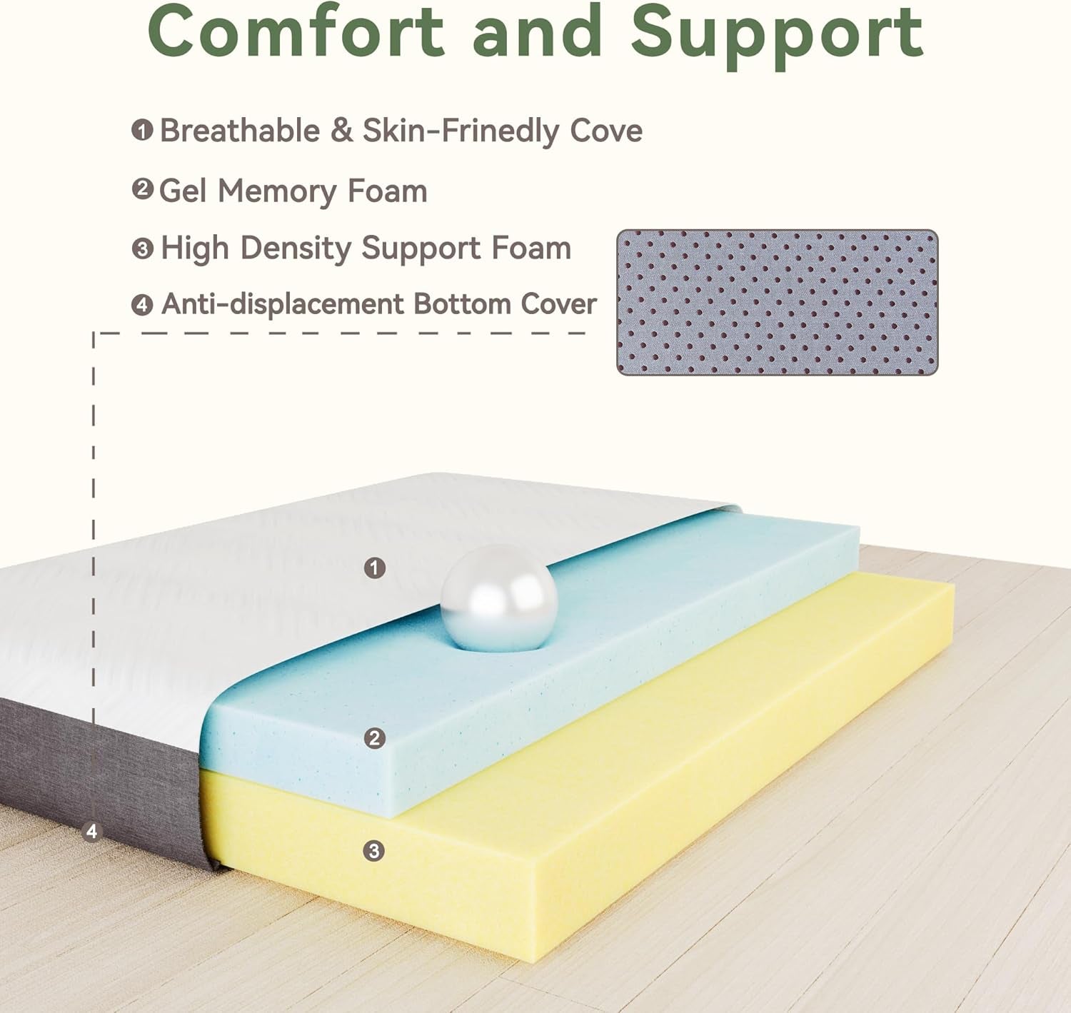Twin Mattress, 6 Inch Memory Foam Twin Size Mattress in a Box with Washable Removable Cover, Soft and Comfortable, Pressure Relief, Medium Firmness