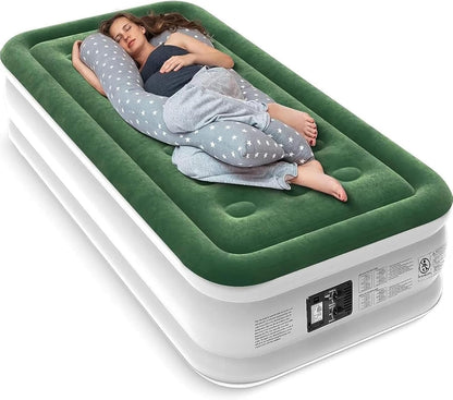 Air Mattress with Built in Pump - Upgraded Twin Blow up Mattress, 2 Mins Quick Self Inflatable,18"/550Lbs Max, Strong Support, for Camping,Home,Guests,Portable Travel