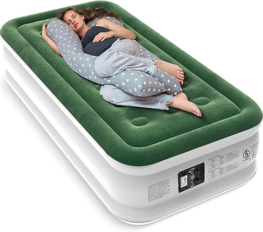 Air Mattress with Built in Pump - Upgraded Twin Blow up Mattress, 2 Mins Quick Self Inflatable,18"/550Lbs Max, Strong Support, for Camping,Home,Guests,Portable Travel