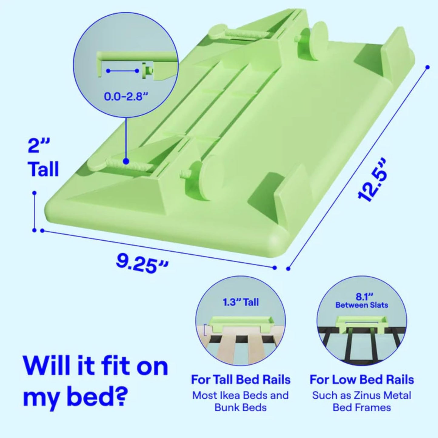 Bedside Shelf for Dorm Room Bunk Bed & Top Bunk, College Dorm Room Essentials, Bedside Caddy, Clip on Floating Desk Tray, Bed Side Table Storage, Loft Nightstand Decor - Cable Catch, Black