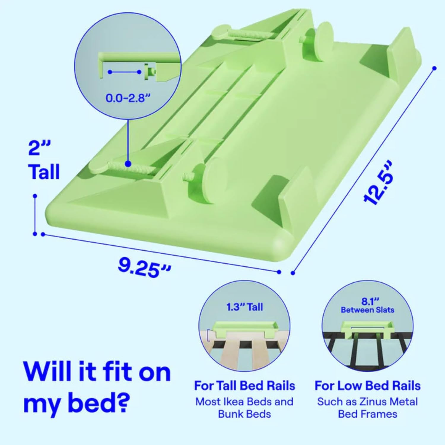 Bedside Shelf for Dorm Room Bunk Bed & Top Bunk, College Dorm Room Essentials, Bedside Caddy, Clip on Floating Desk Tray, Bed Side Table Storage, Loft Nightstand Decor - Cable Catch, Black