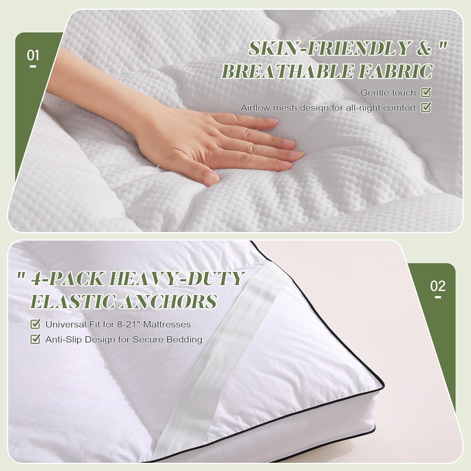 3 Inch Memory Foam Mattress Topper Queen Size, Extra Soft Pillow Top Mattress Topper, Fluffy Shredded Memory Foam Filled, Breathable Mattress for Back Pain Relief, 60X80 In.