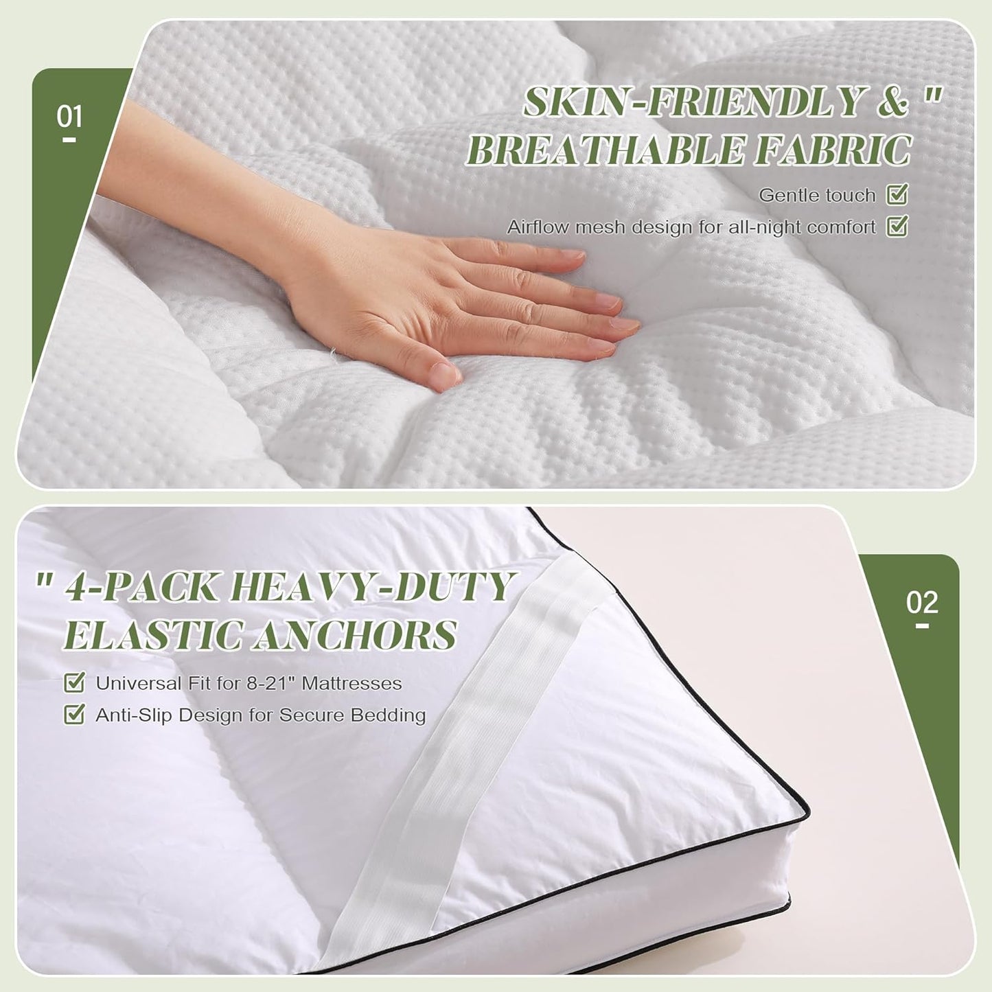3 Inch Memory Foam Mattress Topper Full Size,Extra Soft Pillow Top Mattress Topper,Fluffy Shredded Memory Foam Filled,Breathable Mattress for Back Pain Relief,54X75 In.