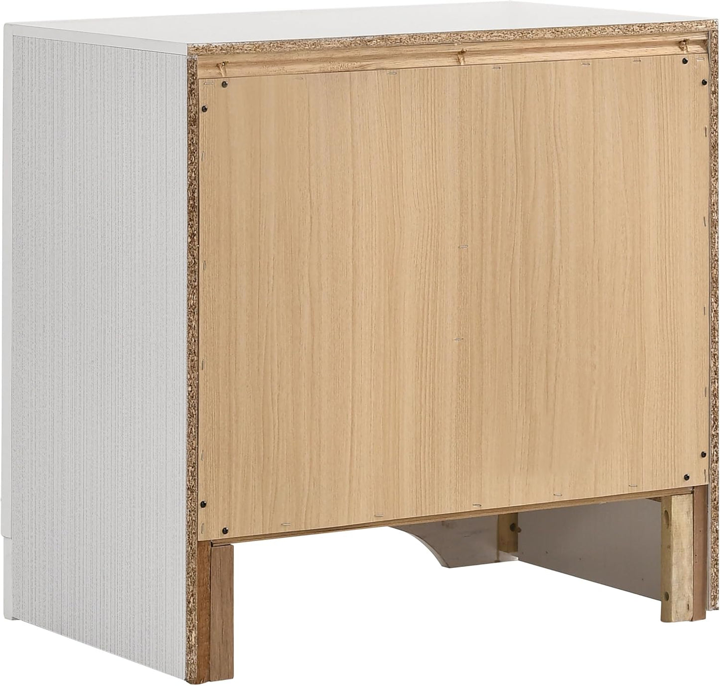 Home Furnishings Miranda Contemporary 5-Piece Bedroom Set Fabric Upholstered Eastern King Size Panel Bed Frame 54-Inch Headboard White 205110KE-S5