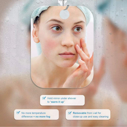 Deluxe Large Fogless Shower Mirror, Fogless Shaving Mirror(7.48 in X 11 In), Anit-Fog Shaving Mirror with Hook, Fog Free Wall Hanging Makeup Mirror, anti Fog Shatterproof Mirror in Bathroom