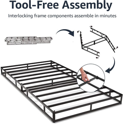 Smart Box Spring Bed Base, 9-Inch Height Mattress Foundation, Tool-Free Easy Assembly, Strong Support, Queen, 79"L X 59.5"W X 9"H, White