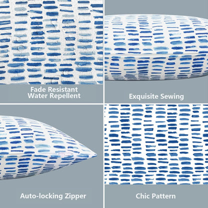 2 Pack Outdoor Pillow Covers ONLY 18X18 Inch, Water-Repellent Square Decorative Cushion Covers for Patio Furniture, Garden, Sofa, a Pebble Blue