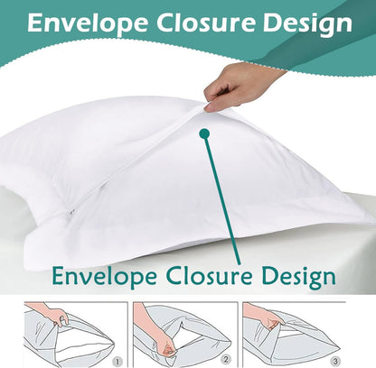 2 Pack Pillow Shams King Size 20X40 – 600 Thread Count 100% Organic Cotton White Pillow Covers with 2 Inch Decorative Flange, Soft & Smooth Premium Hotel-Quality Pillowcases Set of 2