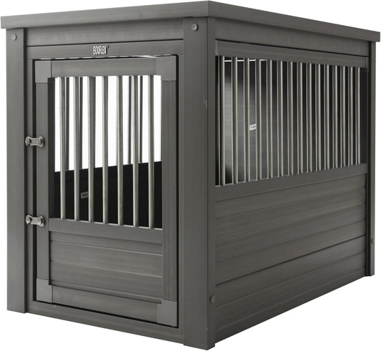 ECOFLEX Innplace Dog Crate & End Table, Indoor Furniture Style Pet Kennel for Small, Medium, Large & XL Dogs, Durable Composite, Grey, X-Large