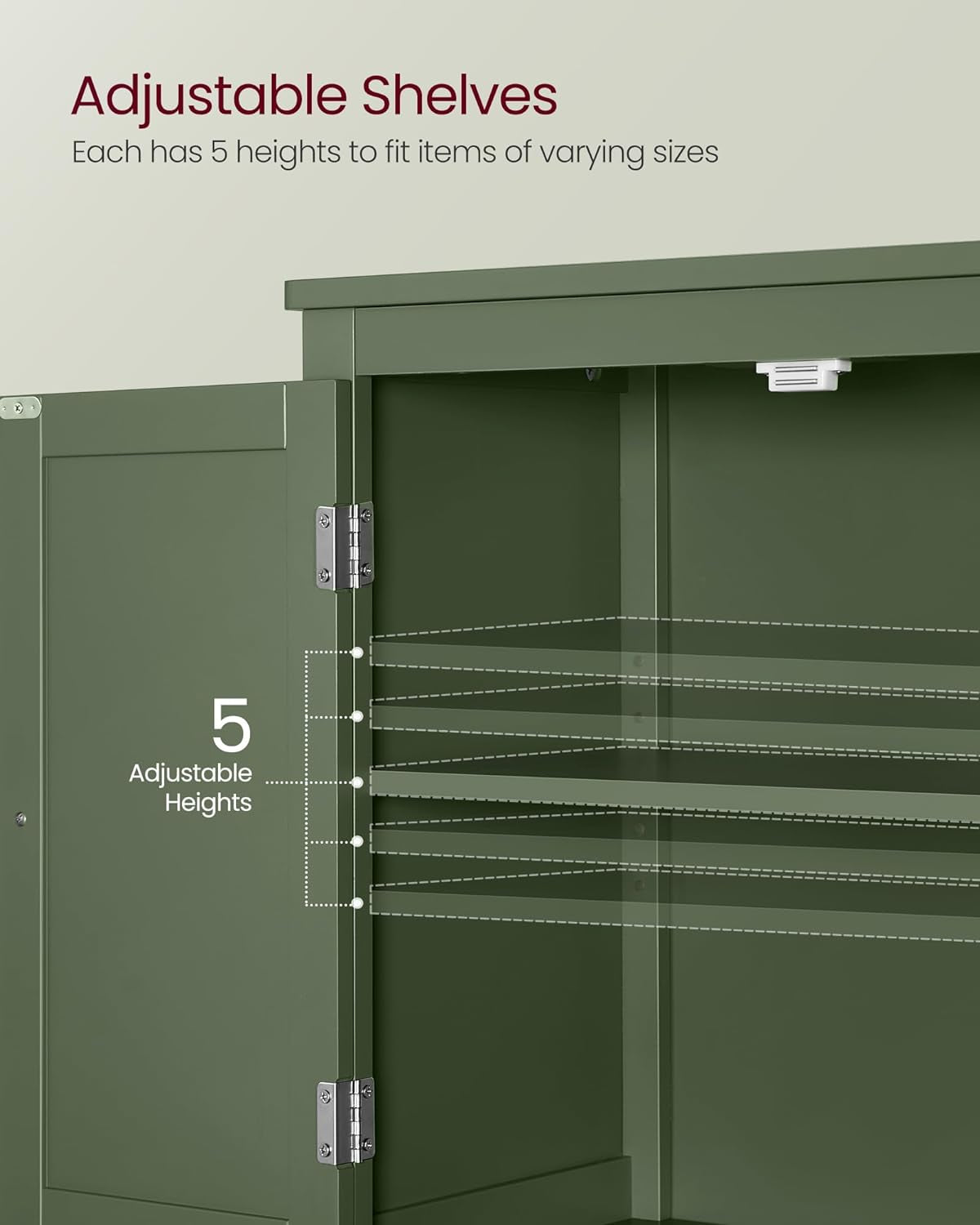Bathroom Floor Storage Cabinet, Bathroom Storage Unit, Freestanding Cabinet with 4 Doors, Adjustable Shelves, 11.8 X 23.6 X 43.3 Inches, Forest Green UBBC552C01