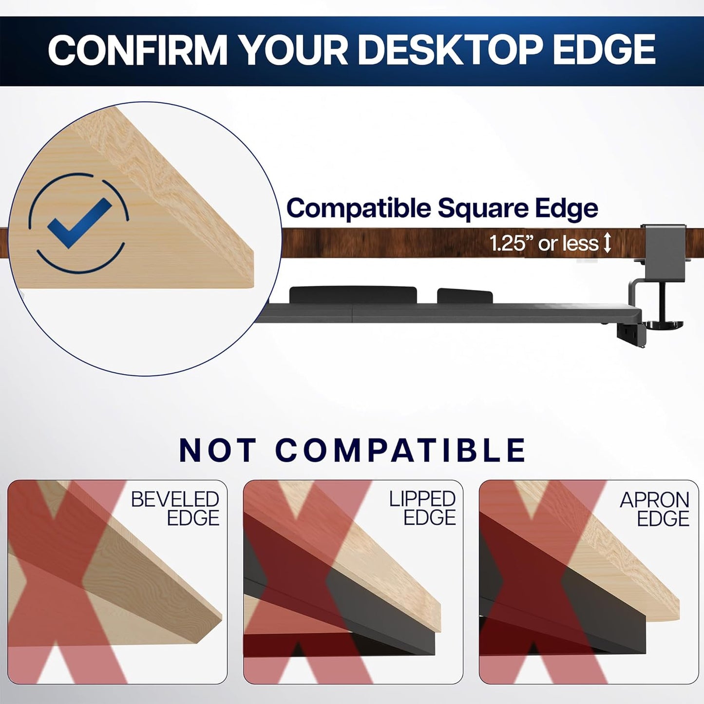 Large Keyboard Tray under Desk Pull Out with Extra Sturdy C Clamp Mount System, 27 (33 Including Clamps) X 11 Inch Slide-Out Platform Computer Drawer for Typing, Black, MOUNT-KB05E