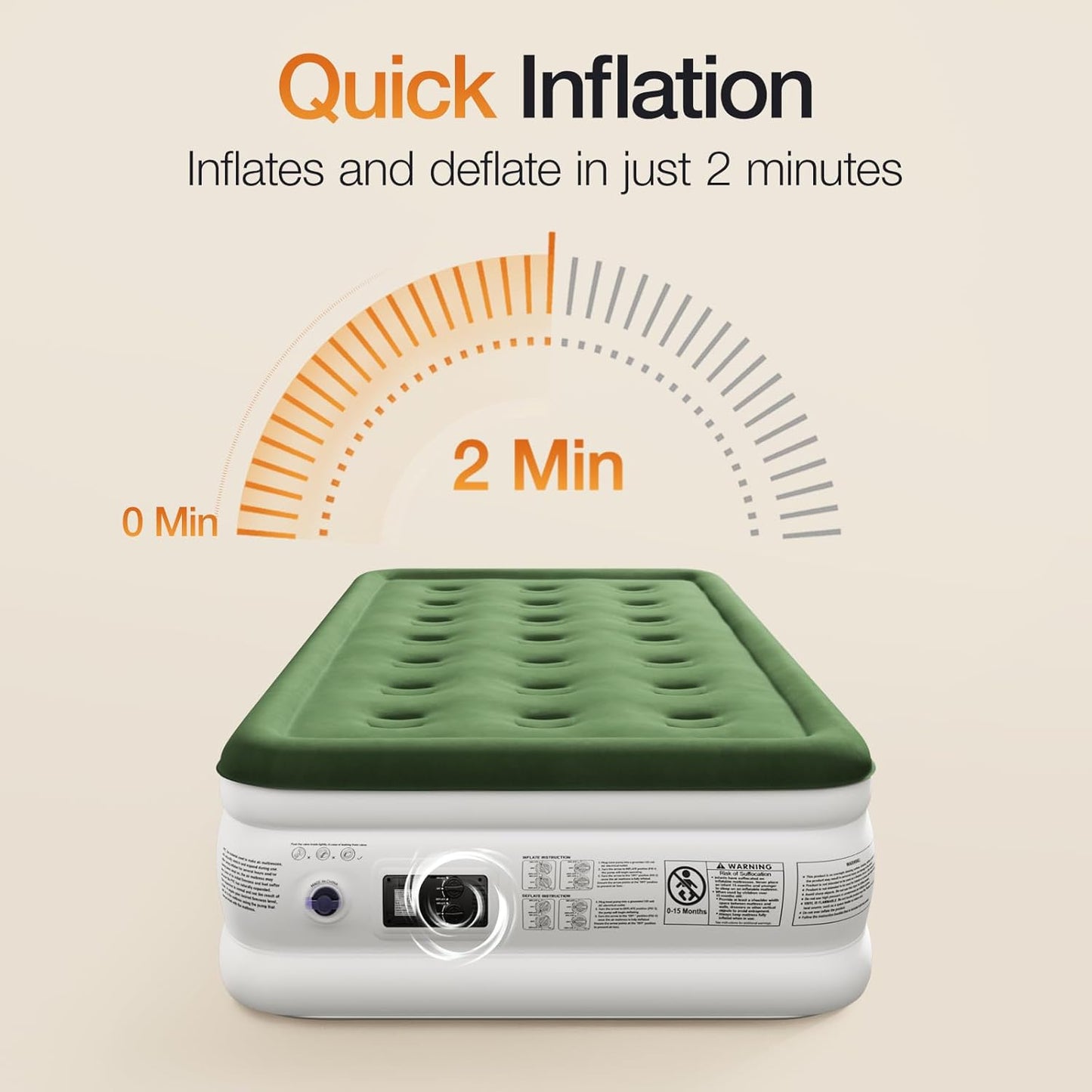 Air Mattress with Built in Pump - Upgraded Twin Blow up Mattress, 2 Mins Quick Self Inflatable,18"/550Lbs Max, Strong Support, for Camping,Home,Guests,Portable Travel