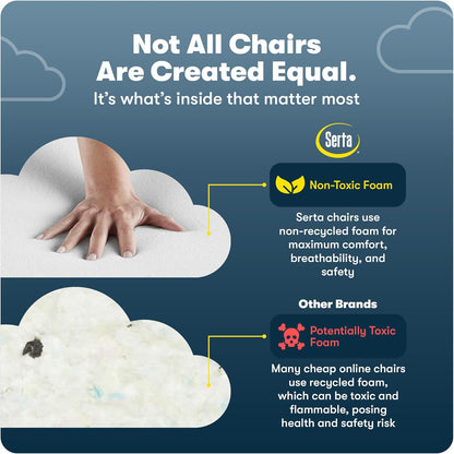 Garret Executive Office Chair, Ergonomic Mid-Back with Lumbar Support, Semi-Plush Cushion and Body Pillows, Padded Armrests, Swivel Base, Bonded Leather, Ivory White